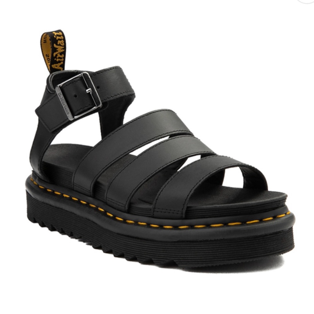 Dr. Martens Black Platform Sandals with Gladiator Design